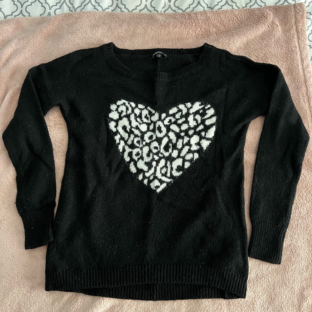 Express Black Heart Sweater